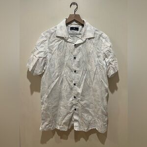 Hart Schaffner Marx White and Green Casual Dress Button Up Shirt - Men’s Large